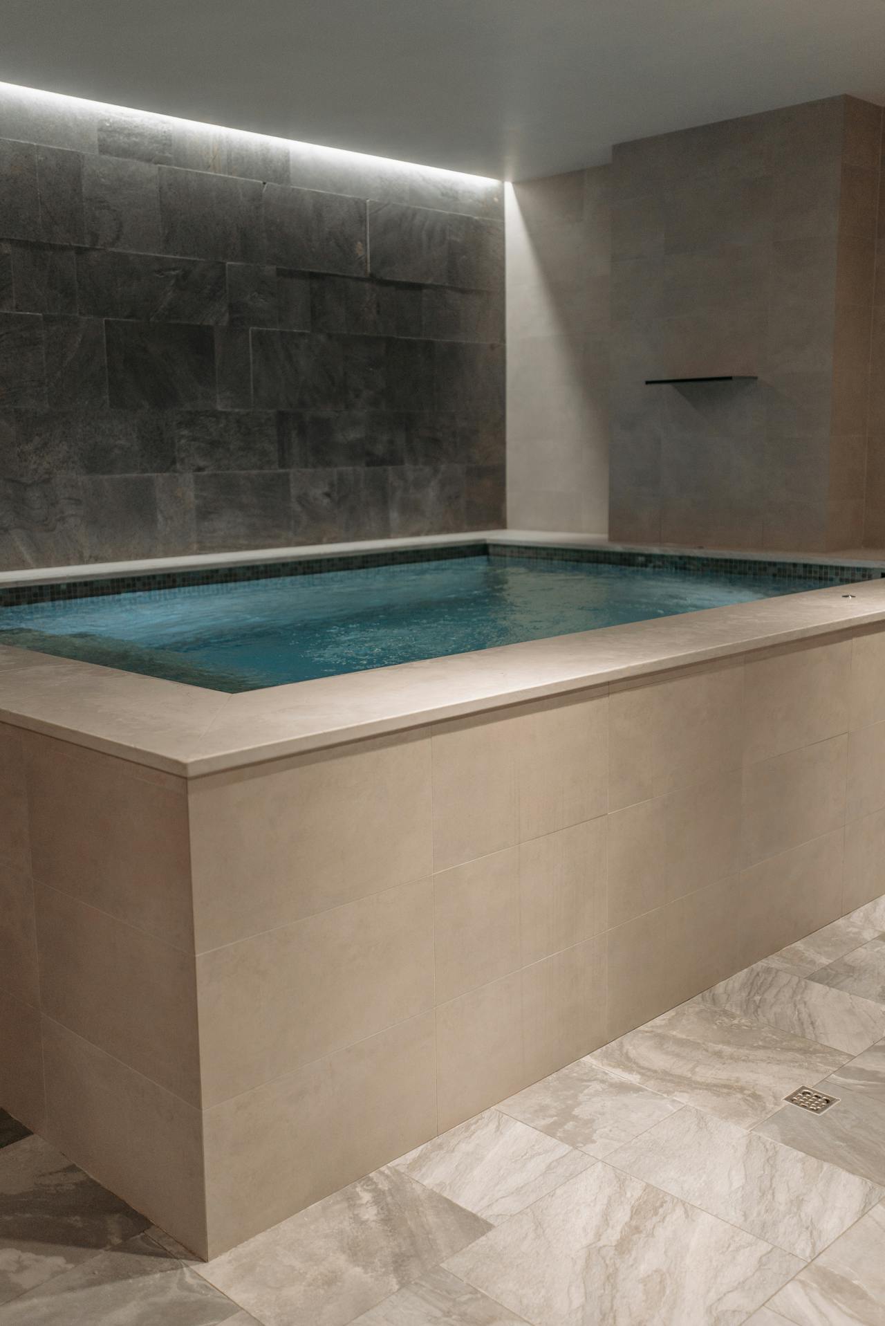 A typical full-body hydrotherapy treatment tub that the client can fully immerse in.